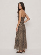 Nerea Leopard Mesh Midi Dress