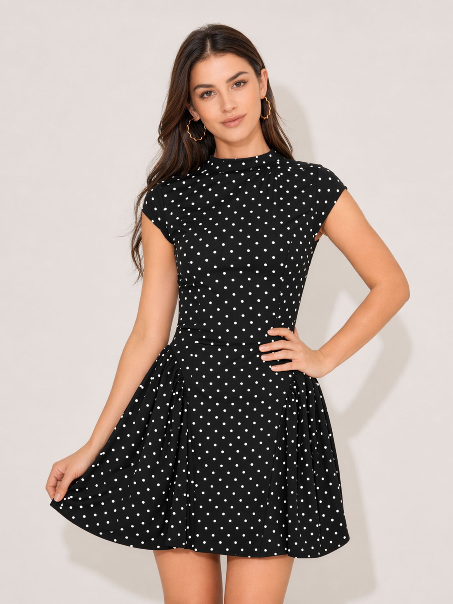 Cap Sleeve Gathered Mini Dress