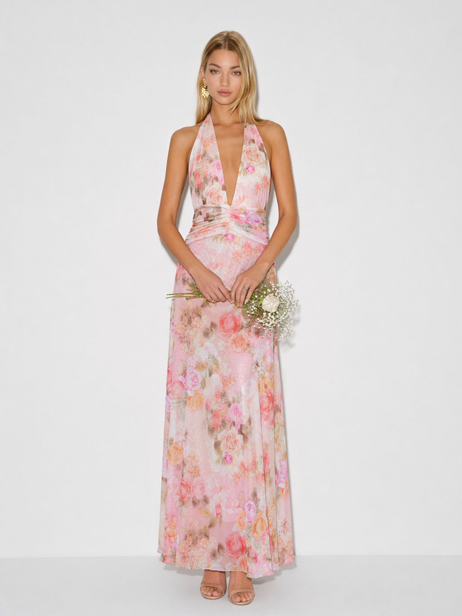 Serena Floral Halter Maxi Dress