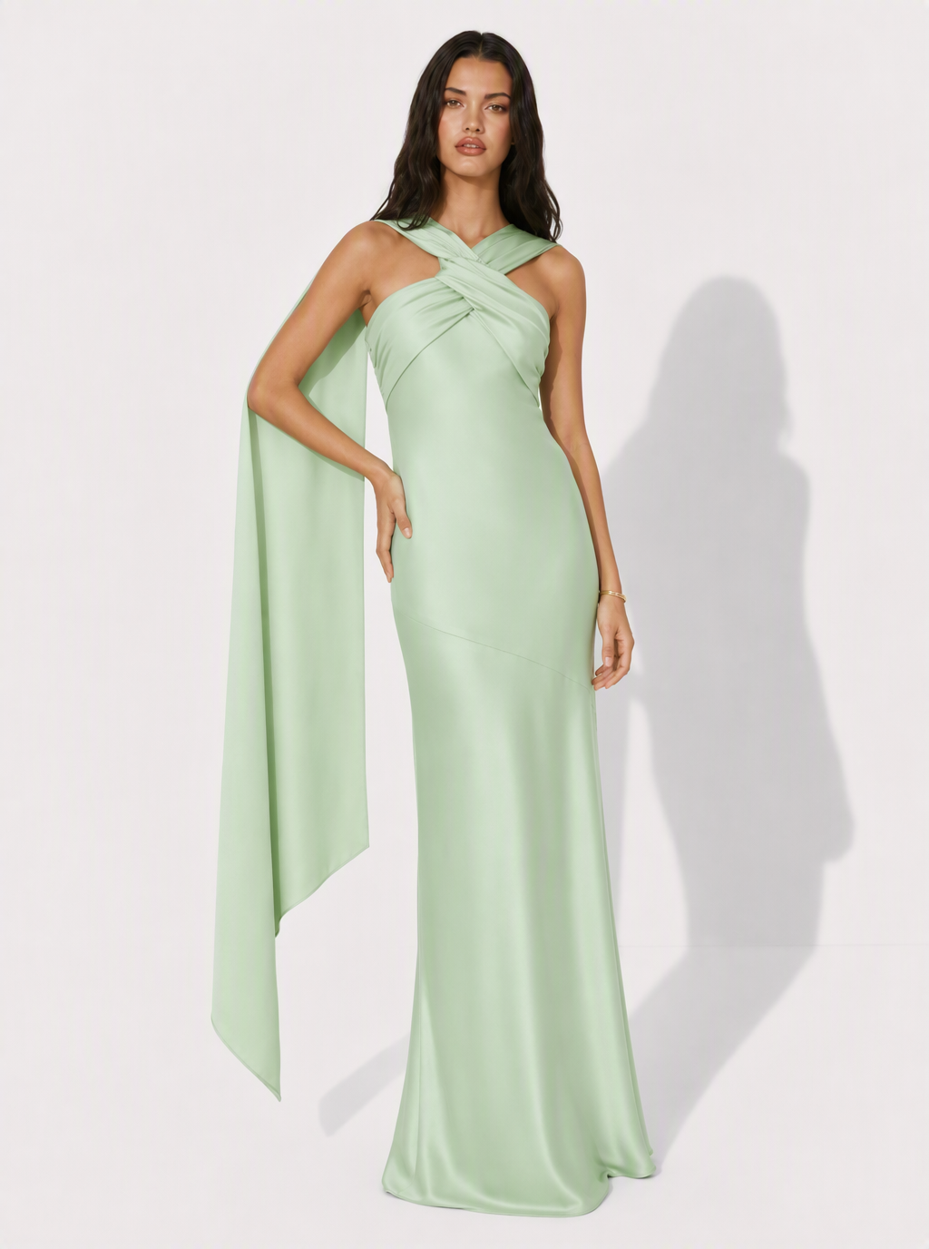 Annelise Scarf Halter Maxi Dress