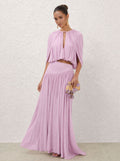 Zephrina Marcella pleated cape maxi set in pink