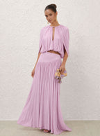 Zephrina Marcella pleated cape maxi set in pink