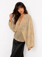 Zephrina Liora art-print balloon-sleeve top in yellow
