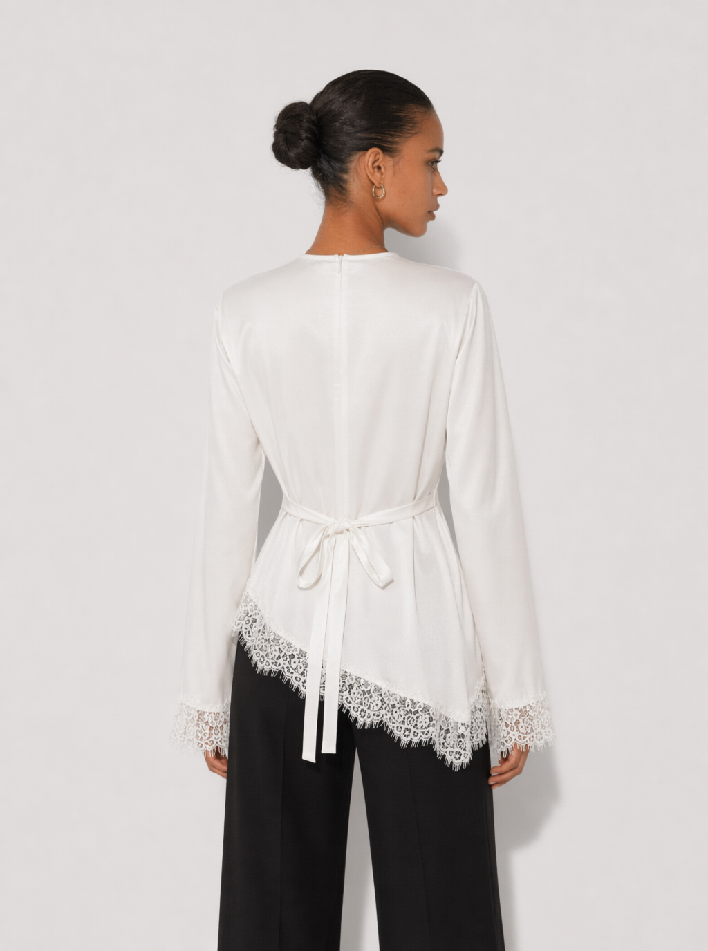 Livia Lace Trim Long Sleeve Top