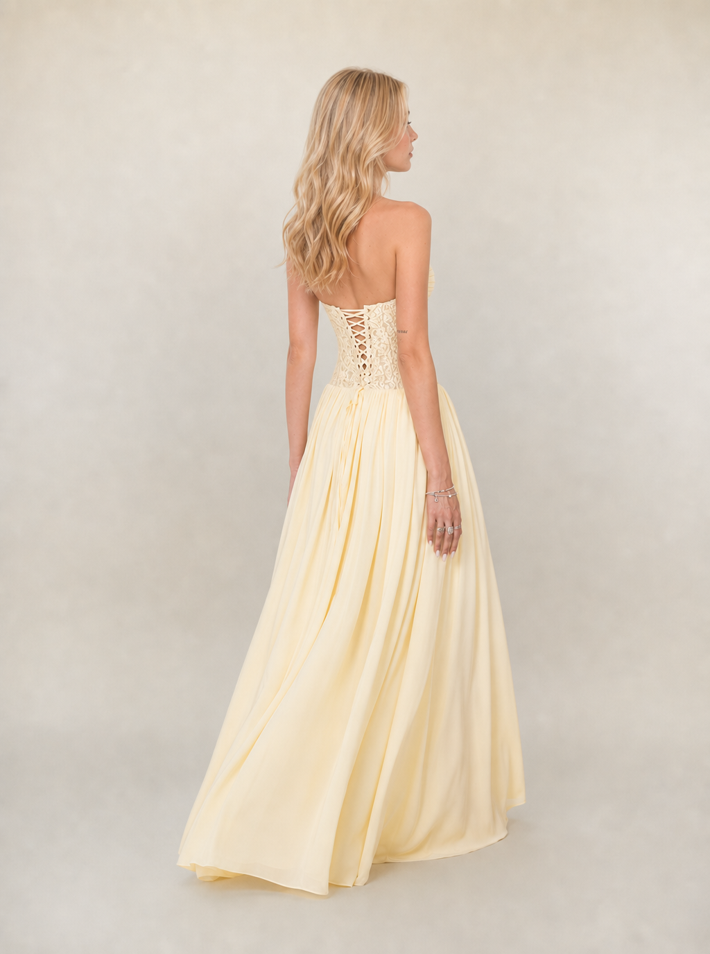 Abito maxi in chiffon con corsetto Lillian