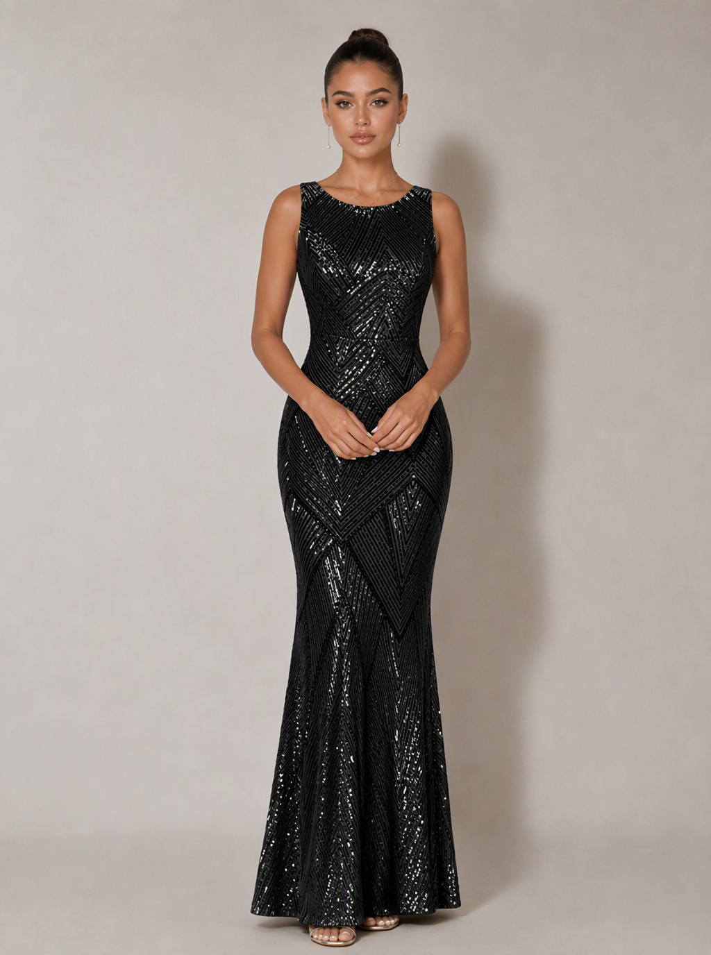 Zephrina Fidelia sleeveless sequin maxi dress in gold