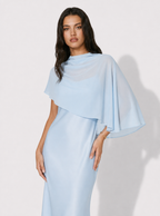 Zephrina Elaria cape overlay midi dress in blue