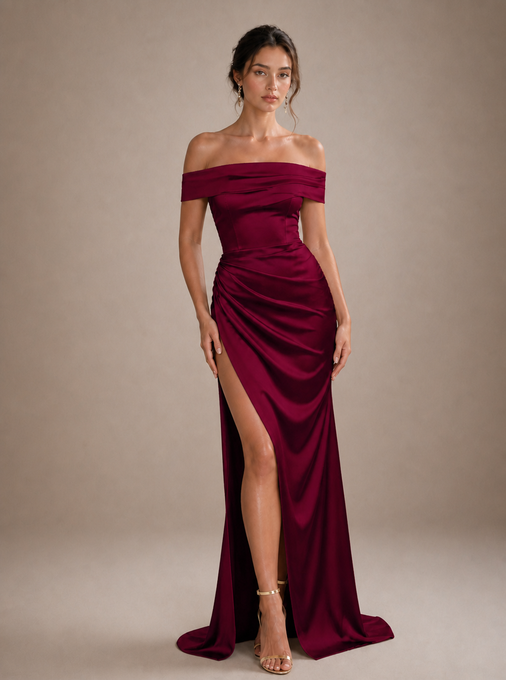 Zephrina Luvienne off-shoulder satin maxi dress