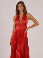 Zephrina Avenelle pleated satin maxi dress