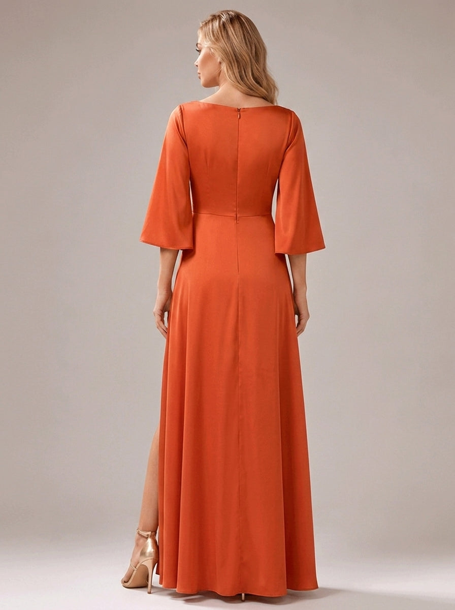 Orange Satin Maxi Dress