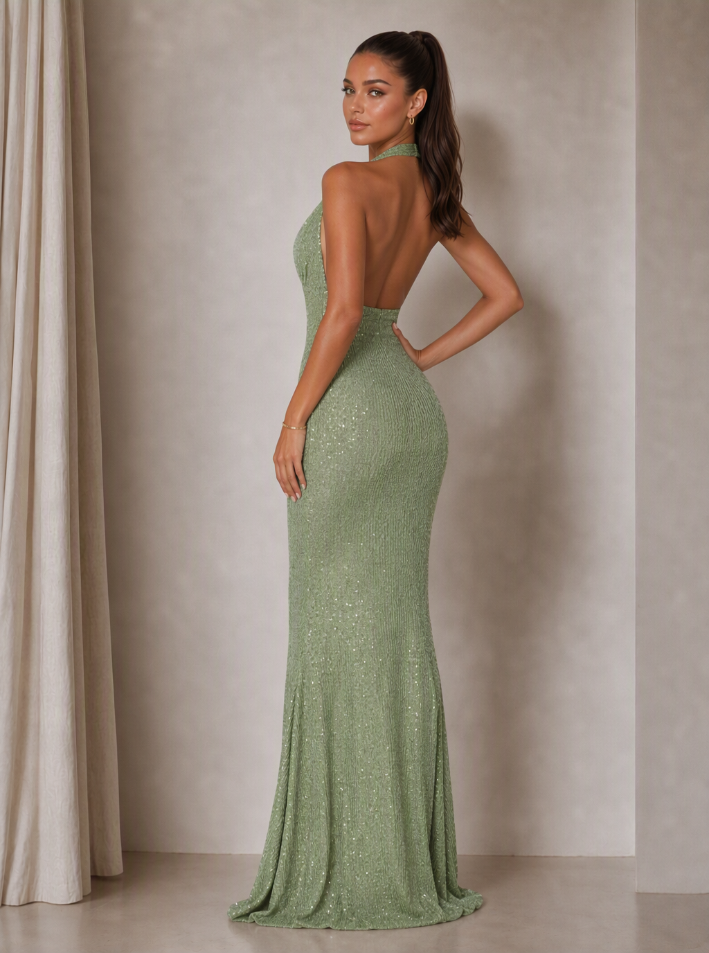 Zephrina Odelia plunging sequin maxi dress