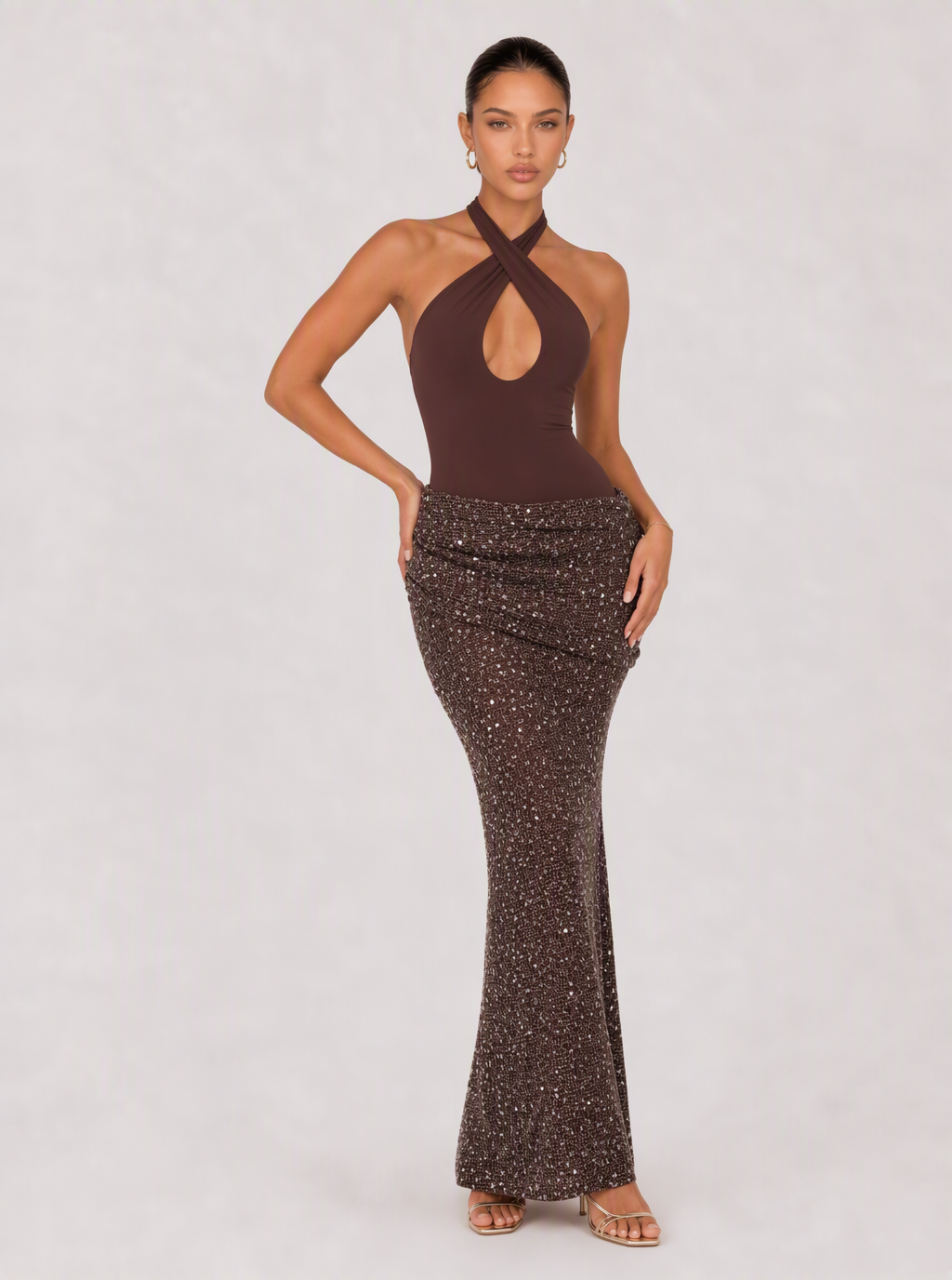 Zephrina Uvelisse draped knit maxi dress