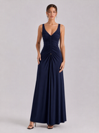 Zephrina Seraphina ruched v-neck maxi dress in navy