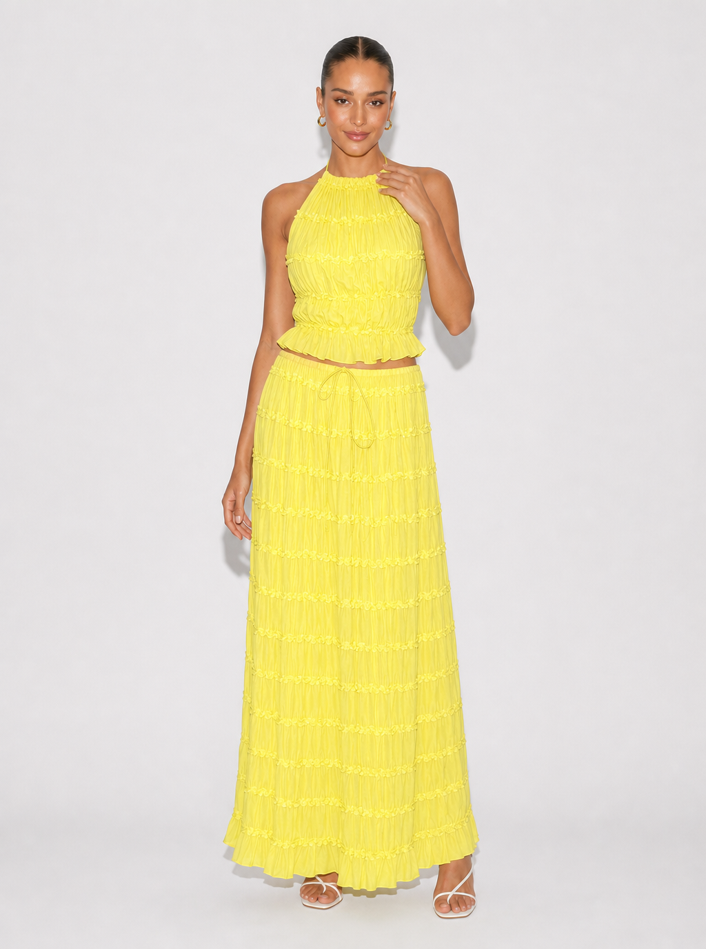 Zephrina Oriana pleated knit set in apricot