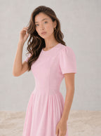Robe midi Marnie à manches bouffantes