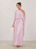 Zephrina Paloma satin cape maxi dress in green