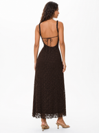 Zephrina open-back stretch lace maxi dress in coffee
