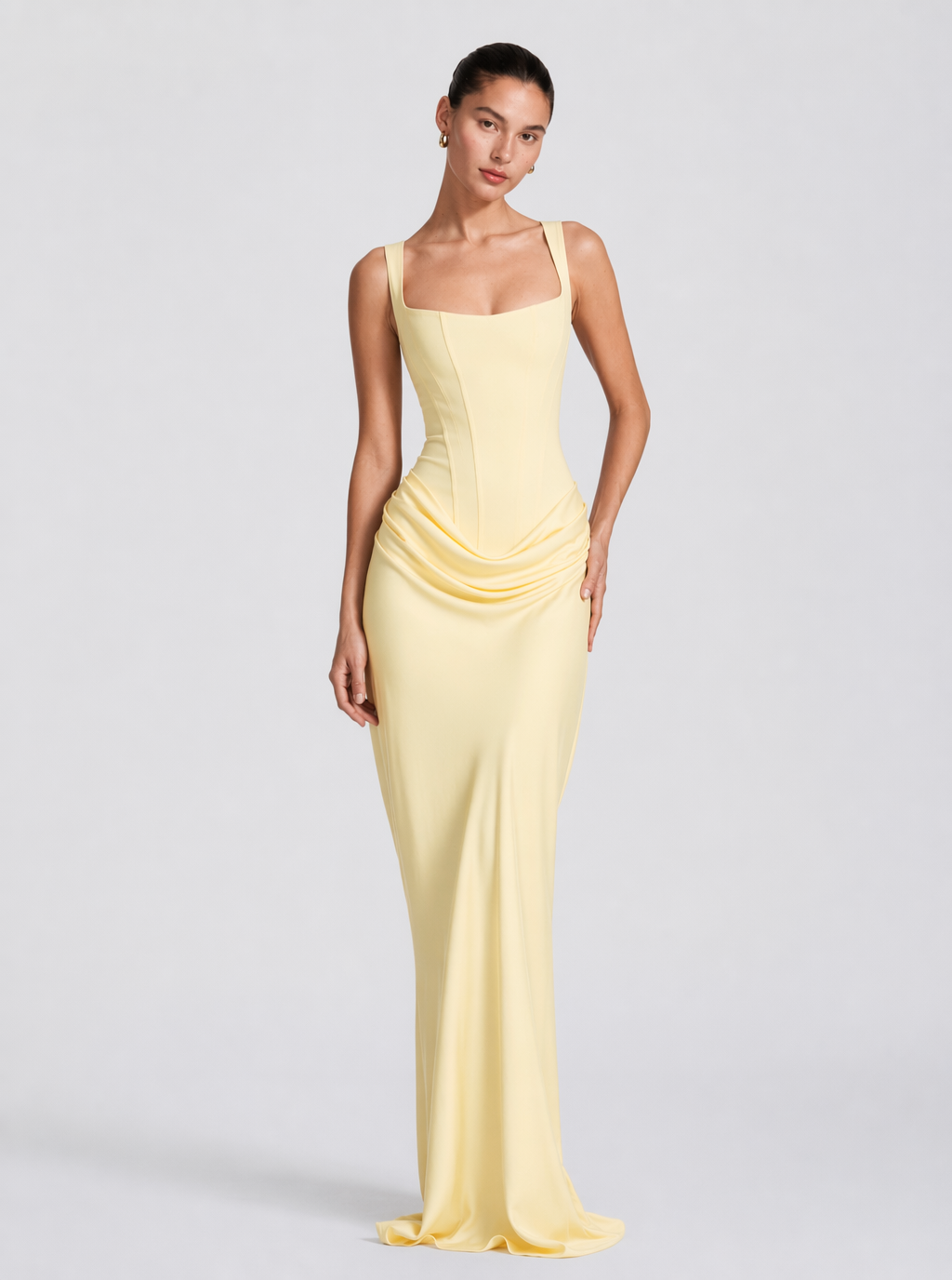 Zephrina Coralie draped satin-look maxi dress in burgundy