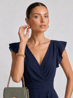 Zephrina Maris cascading ruffle maxi dress in navy