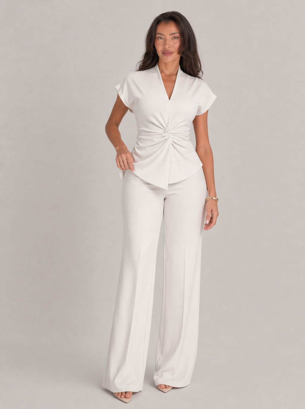 Zephrina Cap Sleeve Top & Pants Two Piece Suit Set