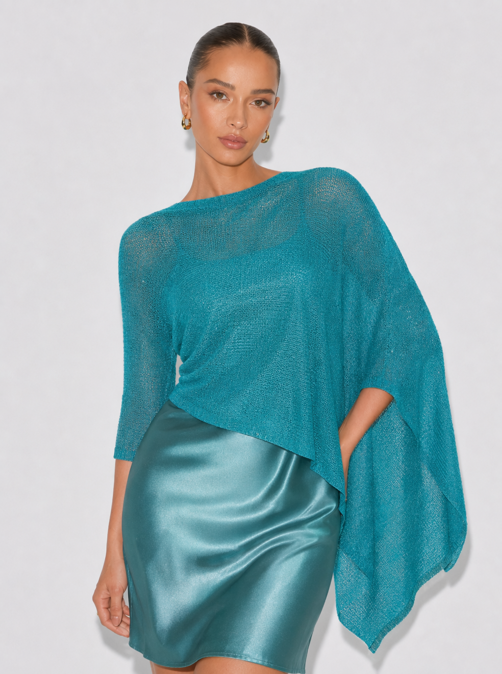 Emma Asymmetric Knit Poncho Top