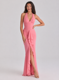 Zephrina Ruched Halter Mermaid Maxi Dress