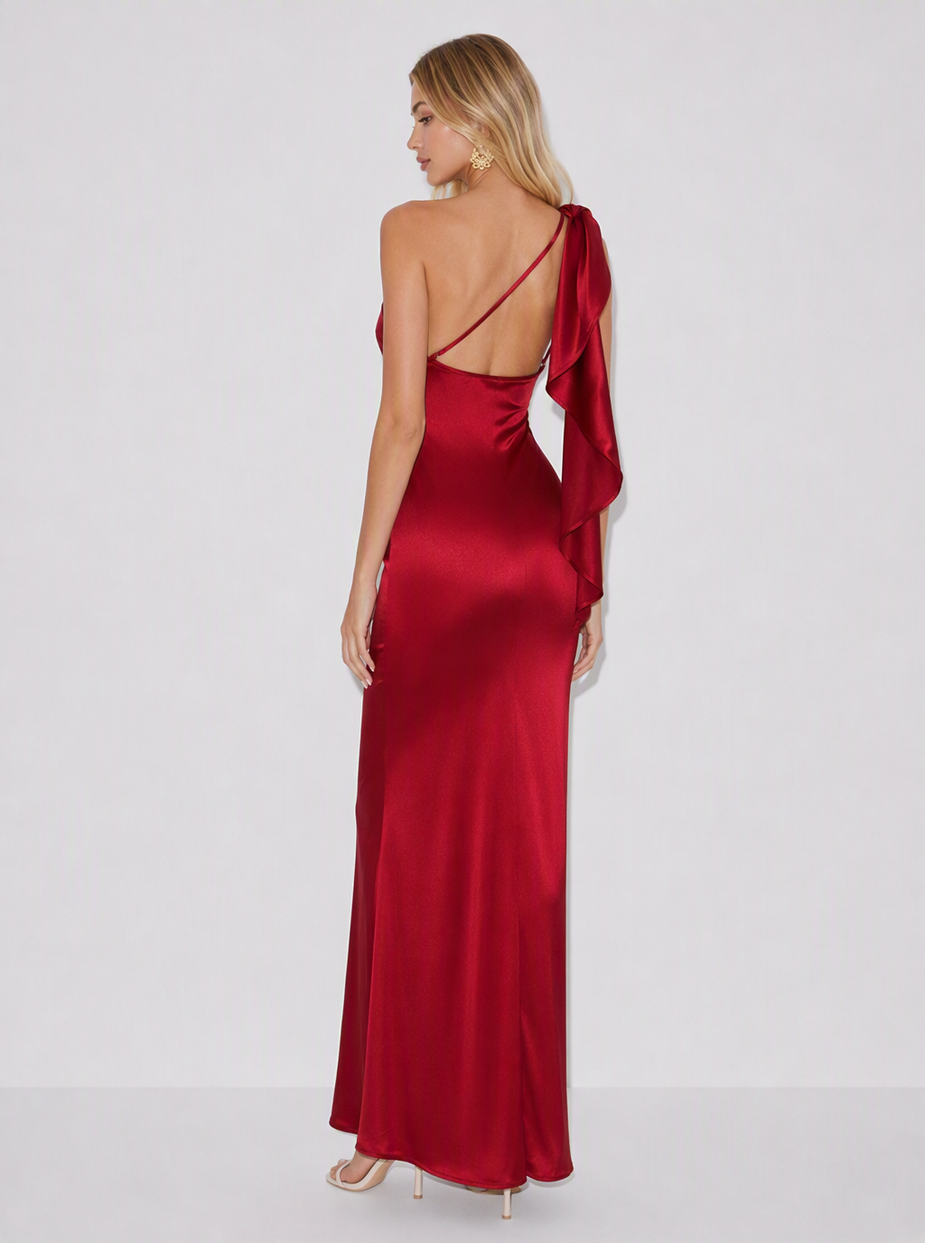 Zephrina Oriane scarf drape satin maxi dress