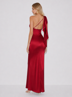 Zephrina Oriane scarf drape satin maxi dress