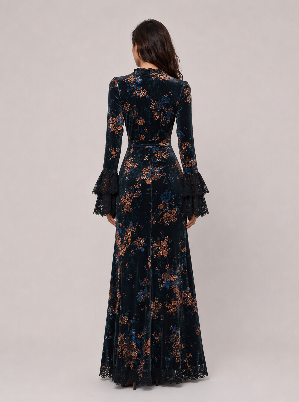Zephrina Mavelle floral lace maxi dress in black