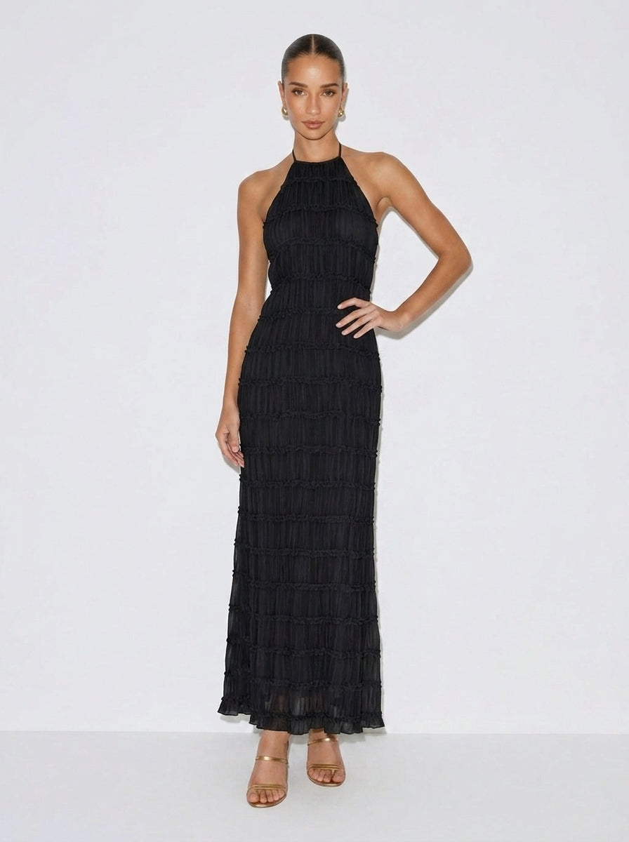 Iris Halter Tiered Midi Dress