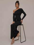 Gabija Asymmetric Ruched Maxi Dress