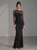 Zephrina Aureline illusion lace maxi dress in black
