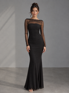 Zephrina Aureline illusion lace maxi dress in black