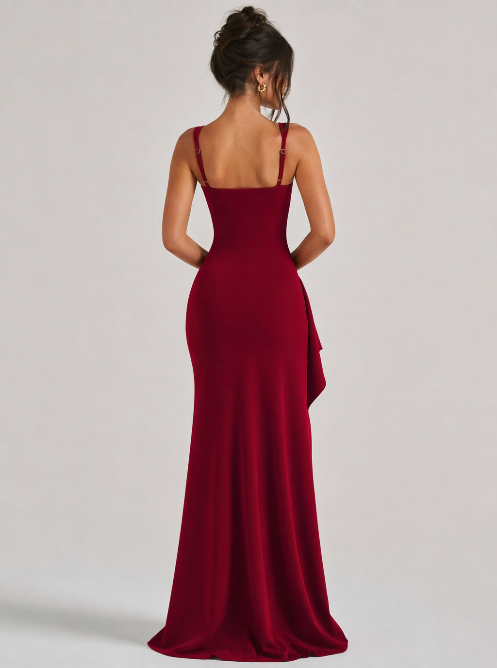 Zephrina Square Neck Adjustable Strap Mermaid Maxi Gown