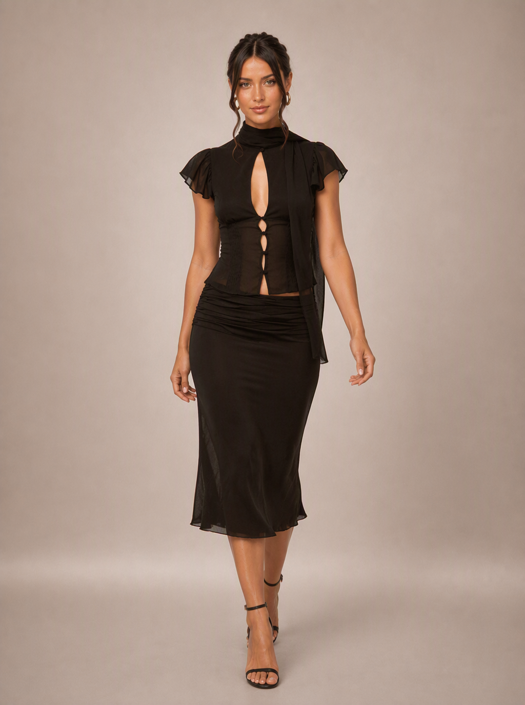 Zephrina Ravielle cutout skirt set