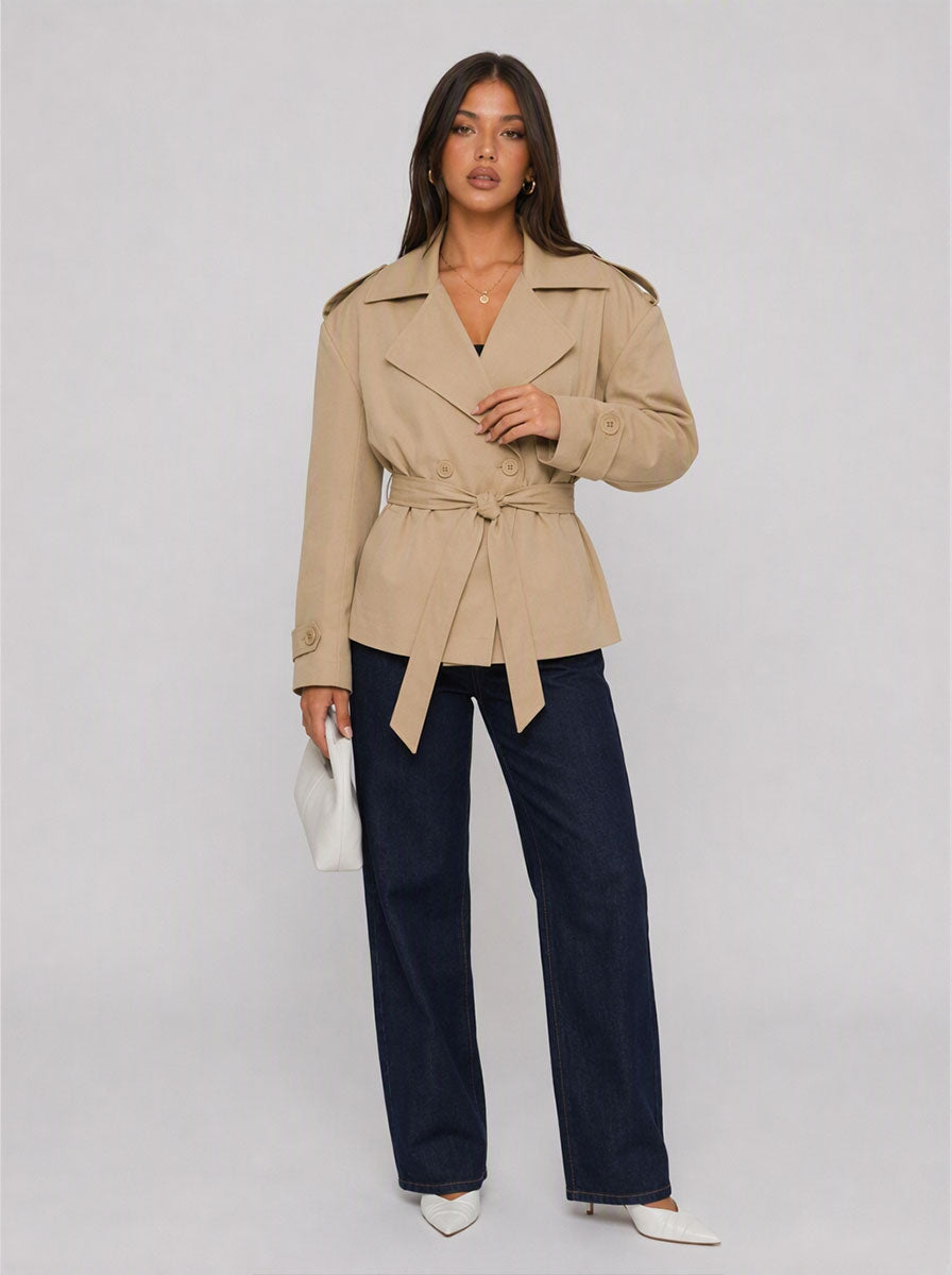Zephrina Nadine belted trench coat in khaki