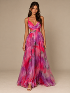 Zephrina Halina watercolor chiffon maxi dress