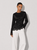 Livia Lace Trim Long Sleeve Top