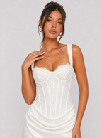Zephrina Ianthe corset-bodice mini dress in white