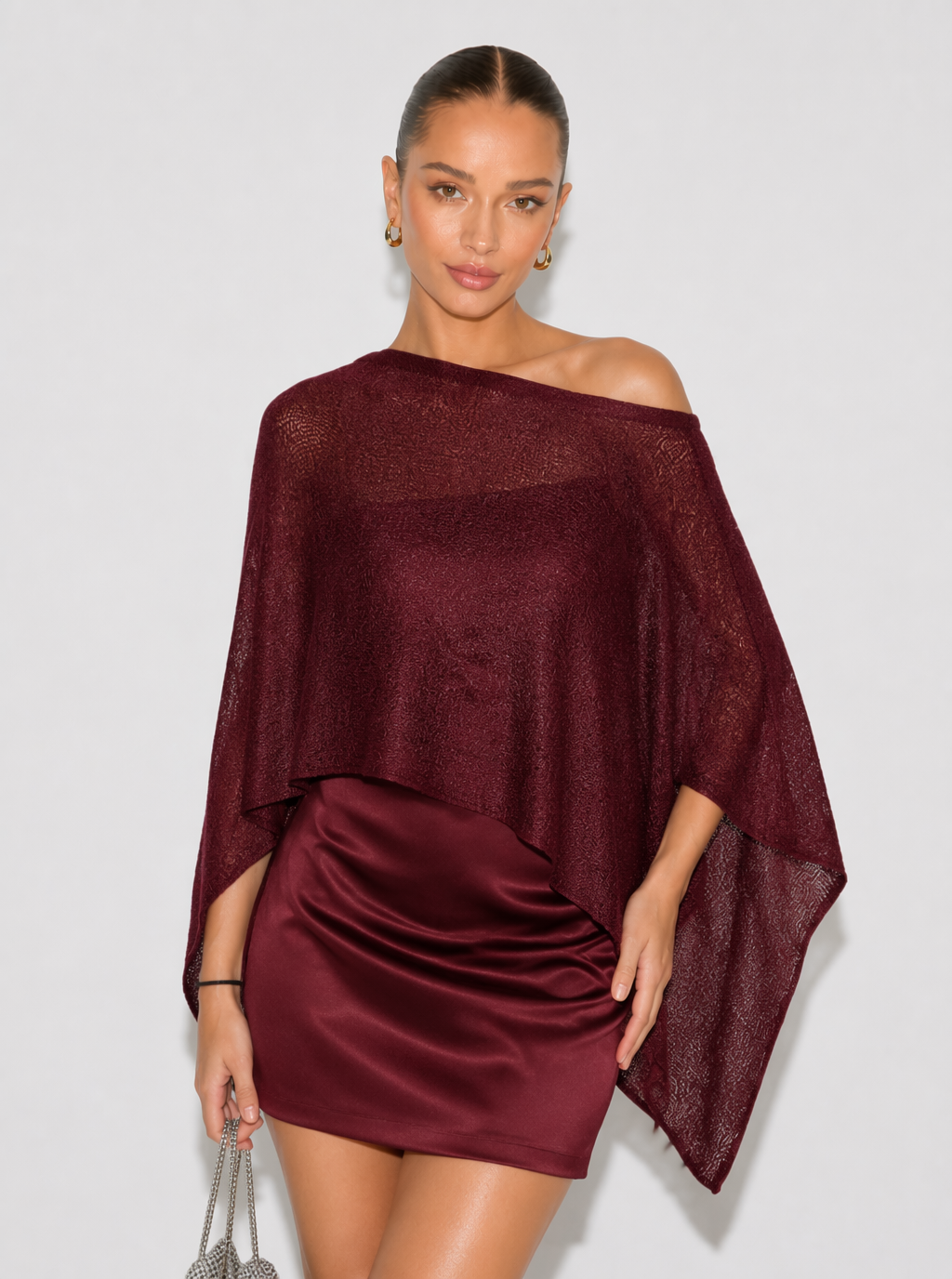Zephrina Dahlia asymmetric knit poncho top in green