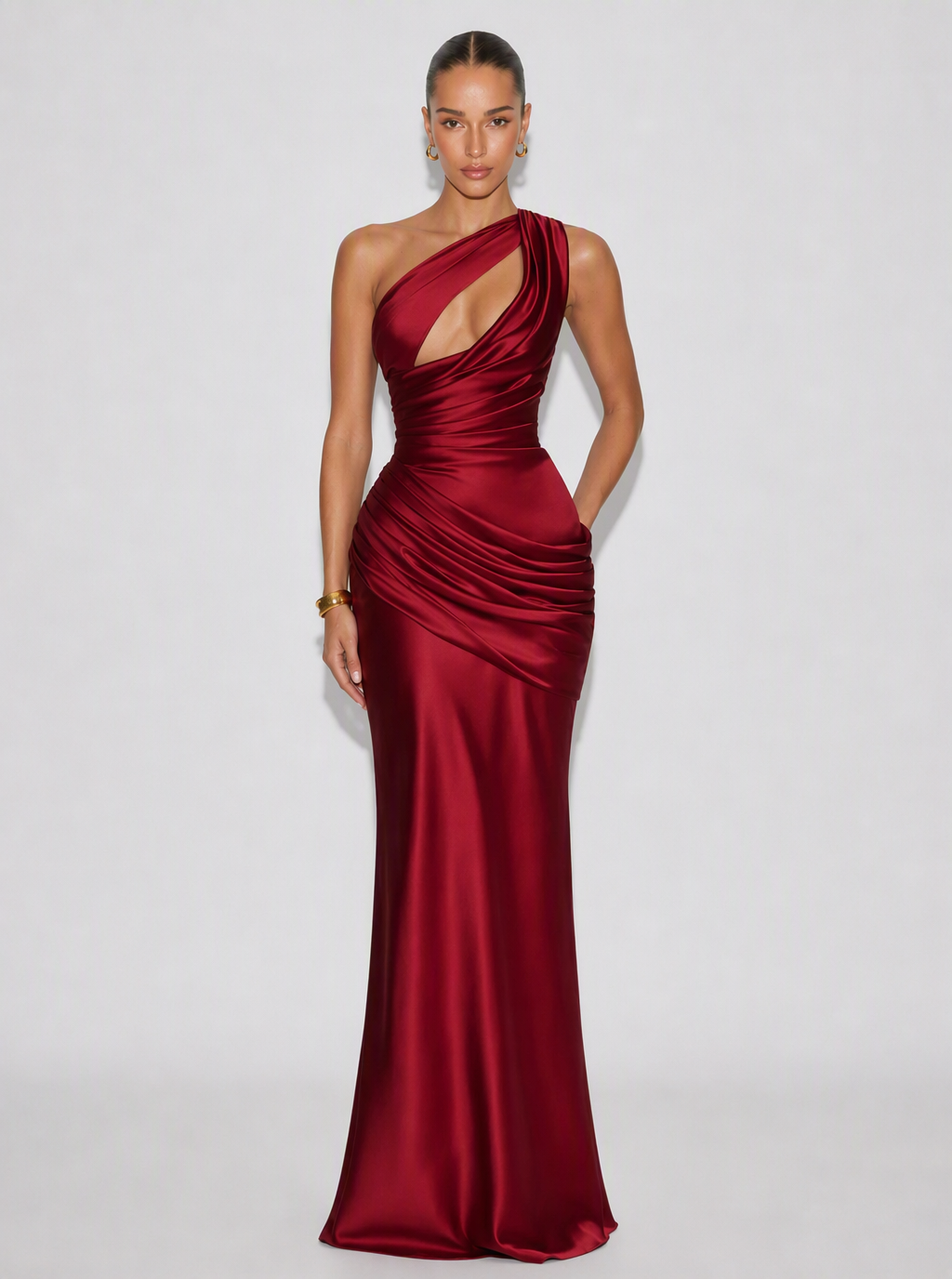 Zephrina Nola cutout satin maxi dress in green