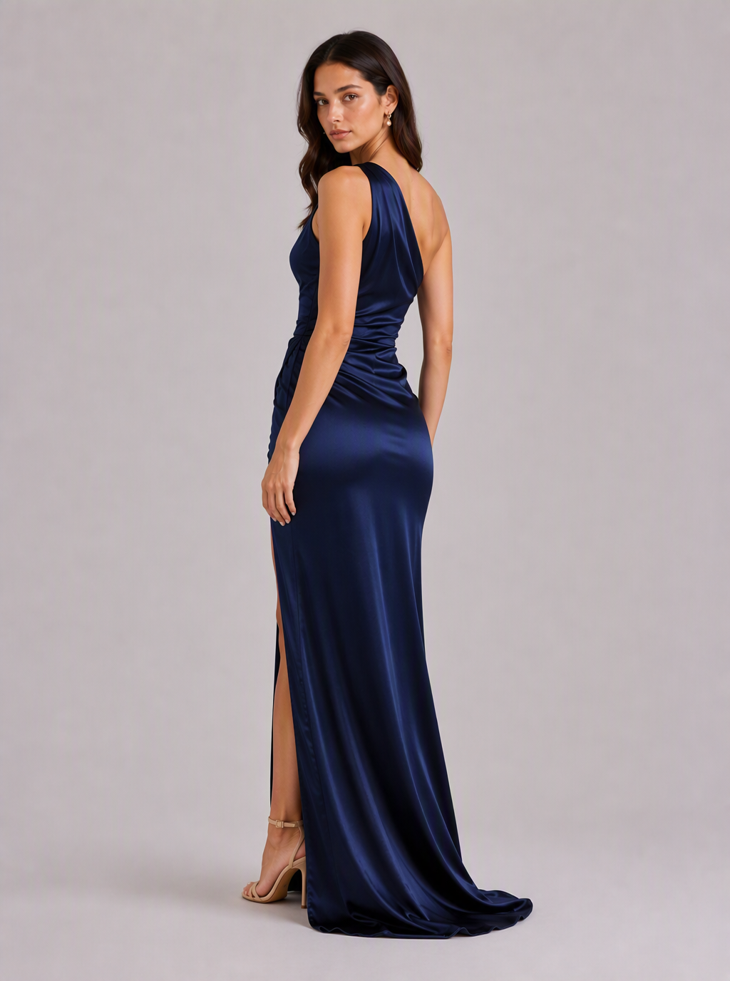 Zephrina Julienne one-shoulder satin maxi dress