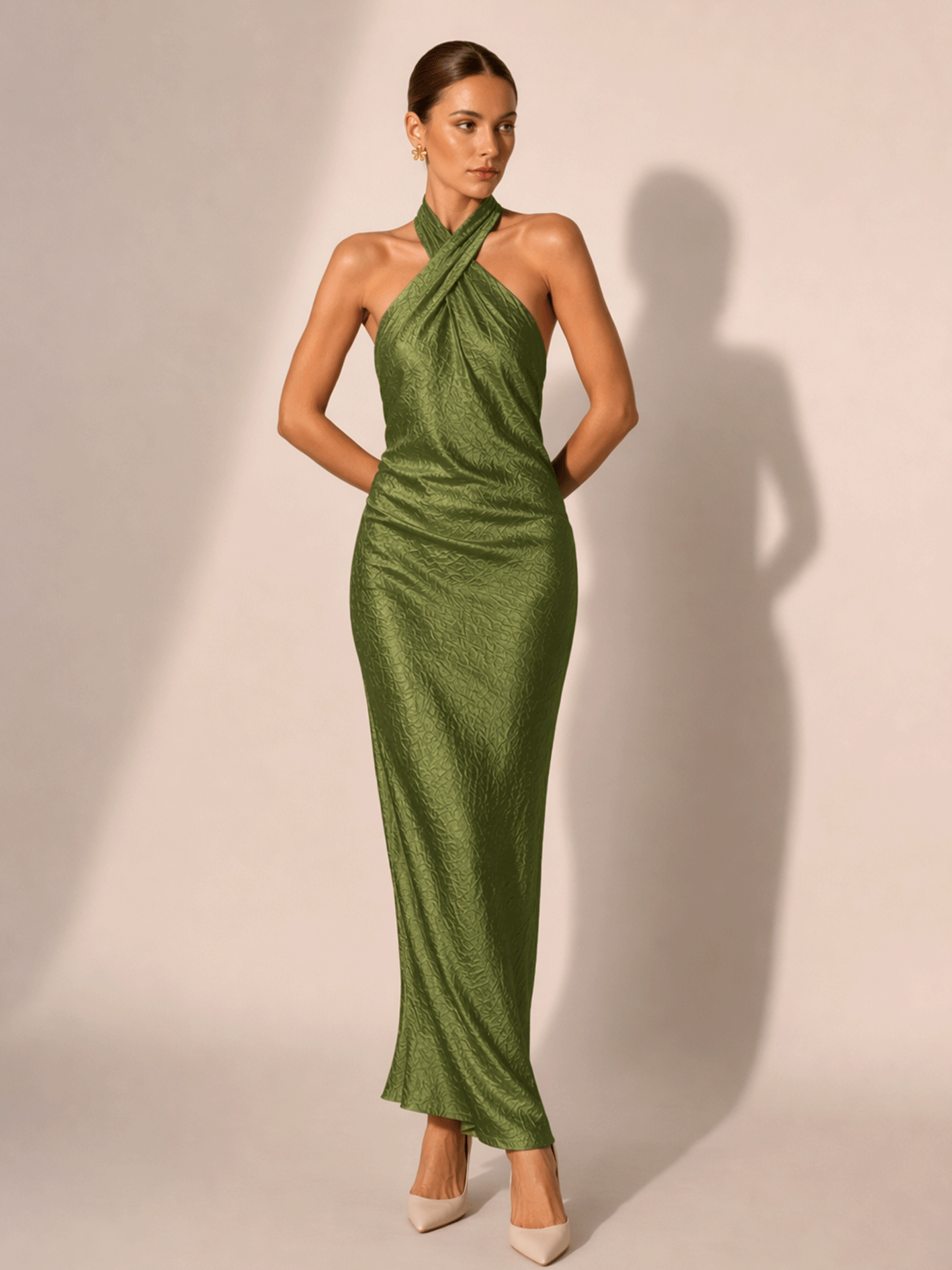Cross Halter Sleeveless Maxi Dress