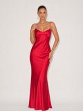 Robe longue Marielle en satin à lacets