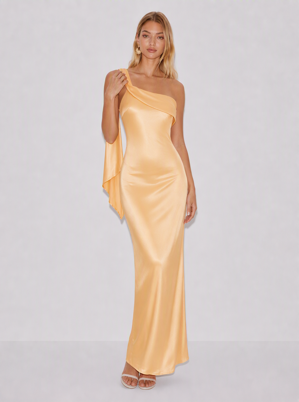 Oriane Scarf Drape Satin Maxi Dress