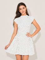 Violet Cap Sleeve Polka Dot Dress