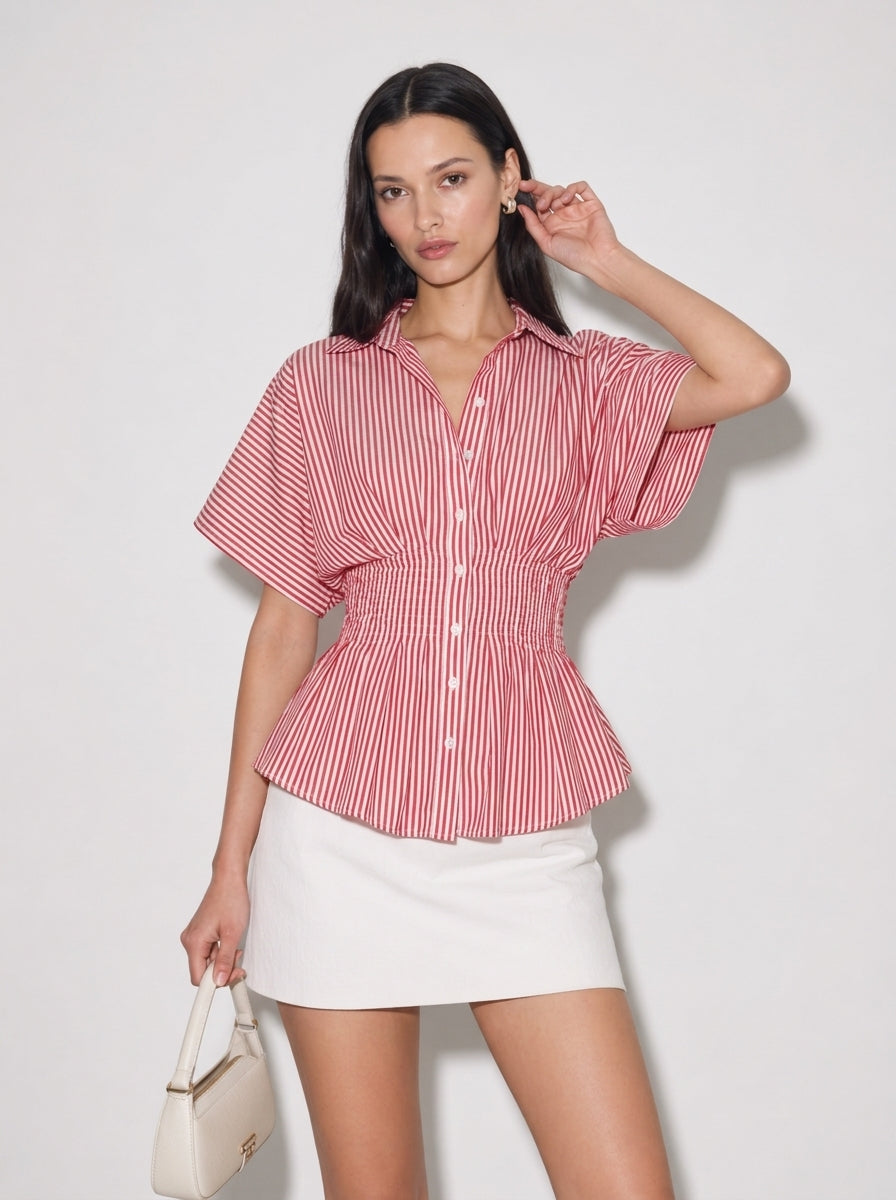Camicia a righe arricciata Marisol