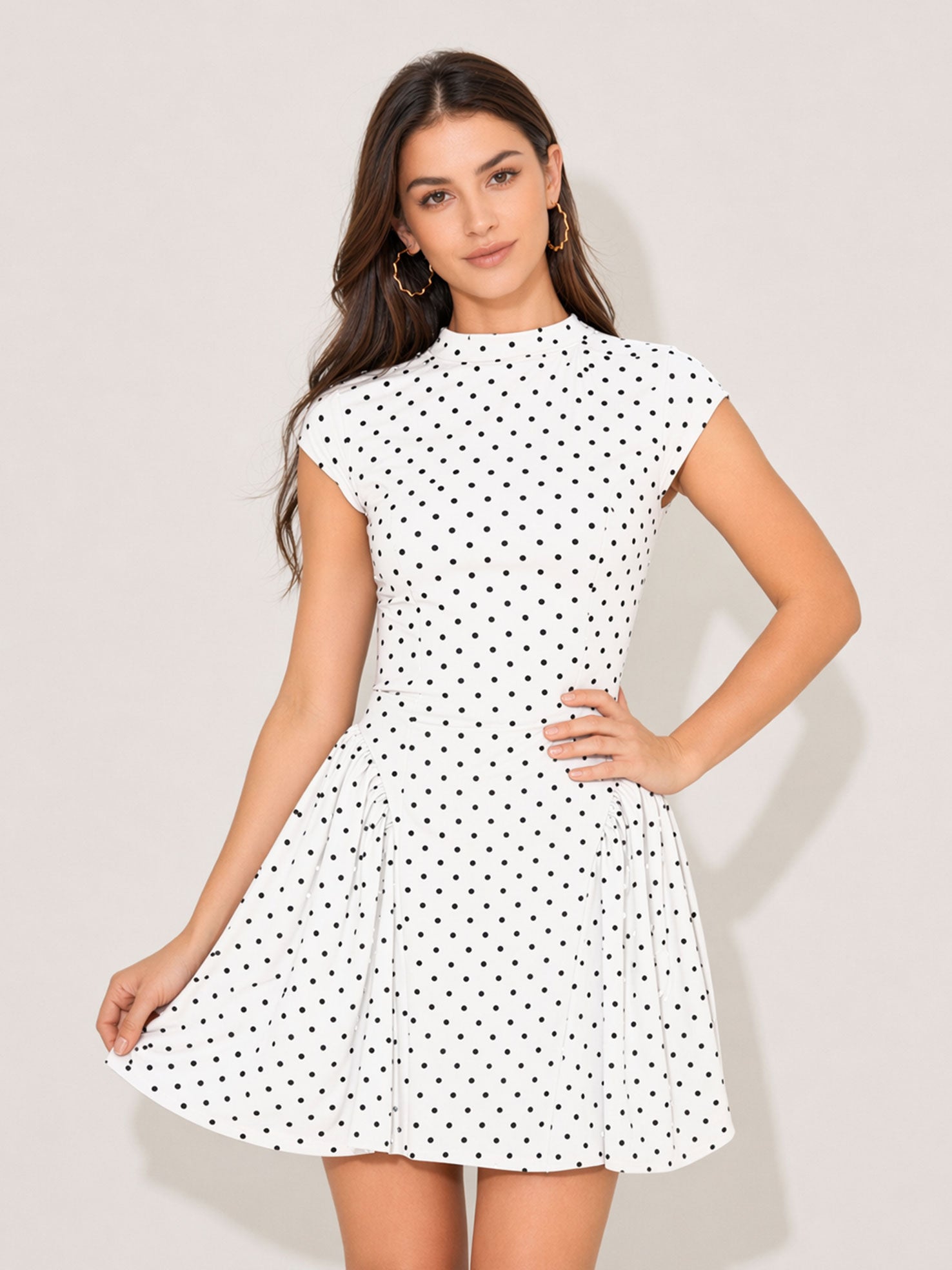 Cap Sleeve Gathered Mini Dress