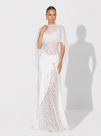 Isobel Rosette Lace-Panel Maxi Dress