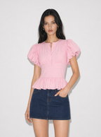 Top peplum Bianca con pieghe